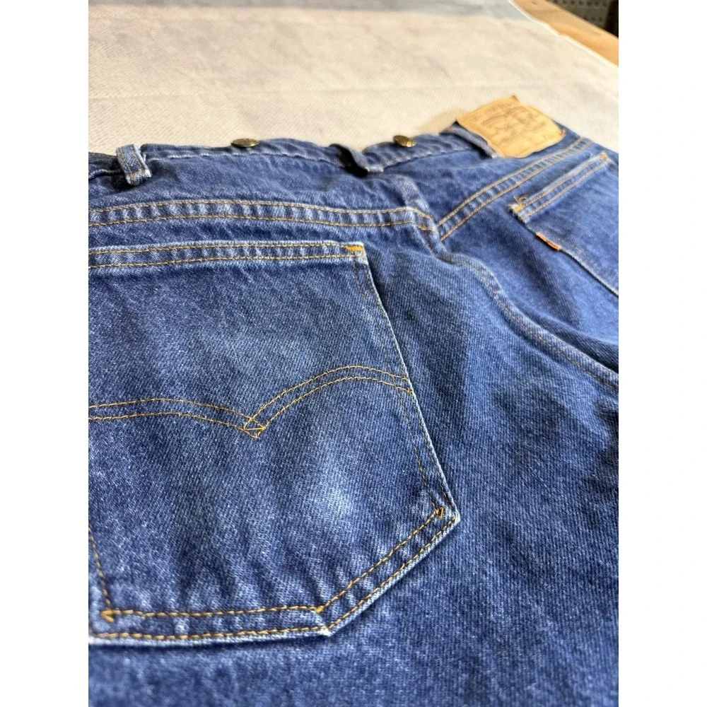 Vintage loggers Levi's Blue Cotton Denim Straight Jeans Men Suspender